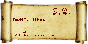 Deák Miksa névjegykártya